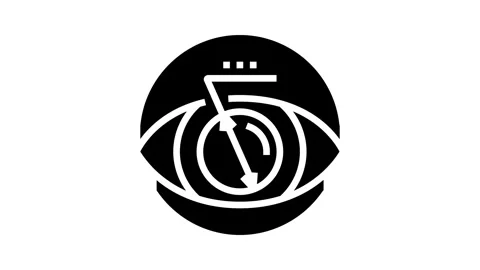 Pupil dilation optometry vision eye glyph icon animation Stock Footage 326142987