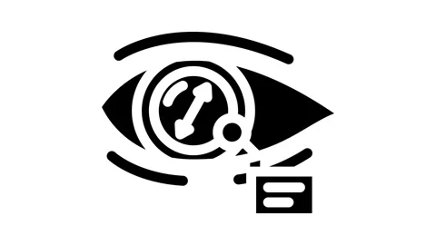 Pupil dilation optometry vision eye glyph icon animation Stock Footage 326730195
