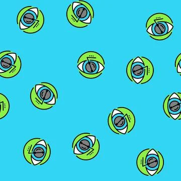Pupil dilation optometry vision eye vector seamless pattern Stock Illustration