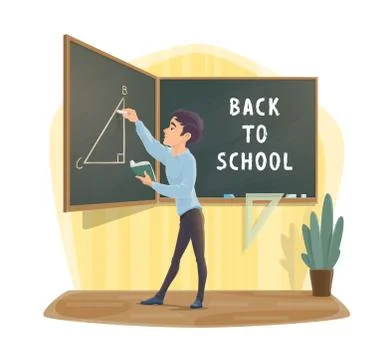 Pupil at geometry lesson class blackboard Stock Illustration
