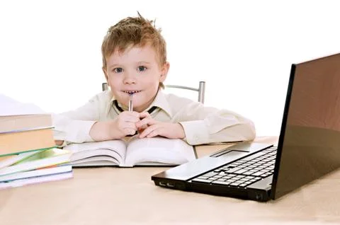 Pupil with pen Stock Photos