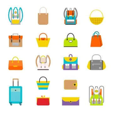 Pupil s Colorful Backpacks Set. Stock Illustration