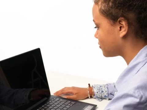 Pupil studies on the computer Stock Photos