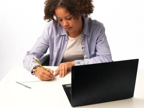 Pupil studies on the computer Stock Photos