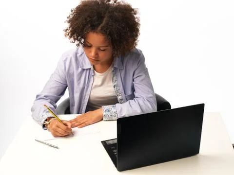 Pupil studies on the computer Fotos de archivo