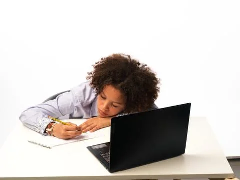 Pupil studies on the computer Stock Photos