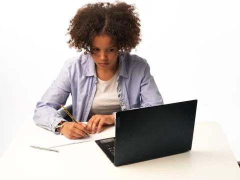 Pupil studies on the computer Fotos de archivo