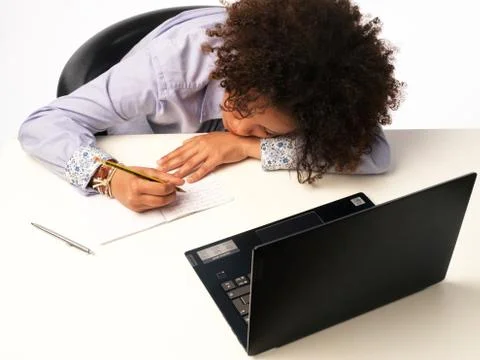 Pupil studies on the computer Stock Photos