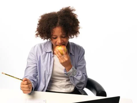 Pupil studies on the computer Stock Photos