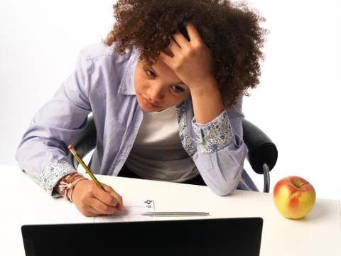 Pupil studies on the computer Fotos de archivo