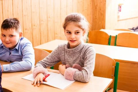 Pupils are getting new knowledge at the school Stock Photos