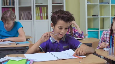 Pupils in the Classroom Studying Video stock 41001536