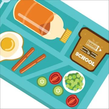 Pupils dinner poster Back to school concept. Stock Illustration