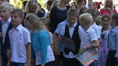 Pupils of the First Classes Were Built in a Rank Stock Footage 67019929