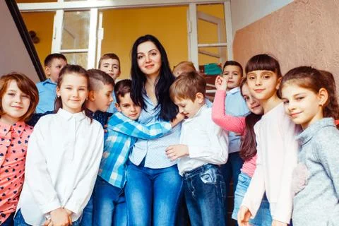 Pupils going on break Stock Photos