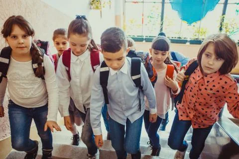 Pupils going on break Stock Photos