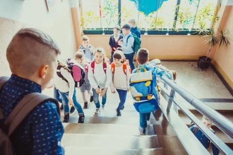 Pupils going on break Stock Photos