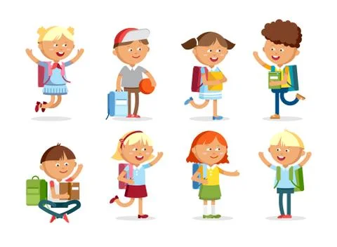 Pupils with school backpacks Illustrazione stock