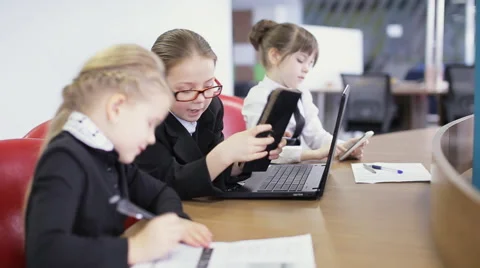 Pupils in the school to communicate Stock Footage 61261732