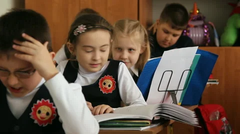 Pupils at the school sitting in class Stock Footage 62636620