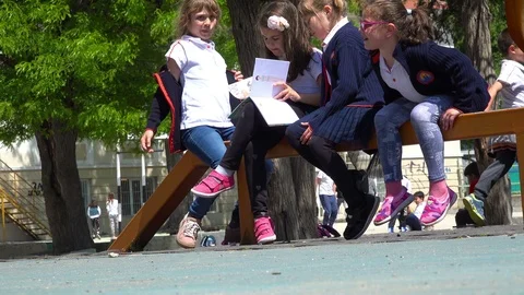 Pupils On A Schoolyard Stock-Footage 89787394