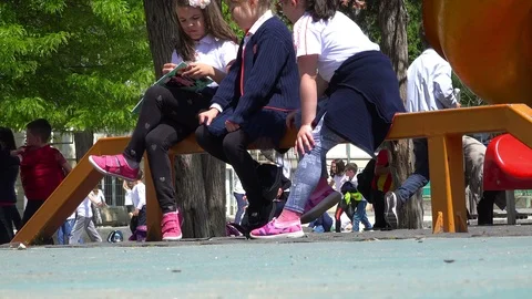 Pupils On A Schoolyard Stock Footage 89787429