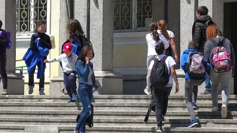 Pupils On A Schoolyard Stock Footage 89788604