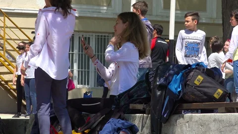 Pupils On A Schoolyard Stock Footage 89789061