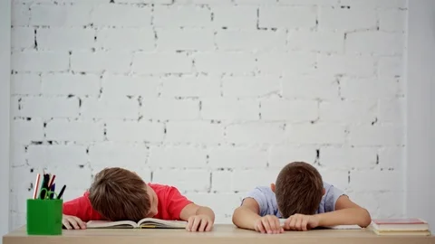 Pupils sleep in class Stock Footage 92070470