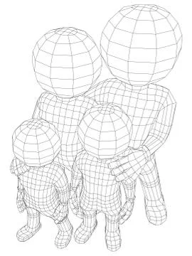 Puppet 3d familly Stock Illustration