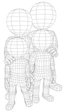 Puppet 3d familly Stock Illustration