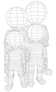 Puppet 3d familly Stock Illustration