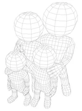 Puppet 3d familly Illustrazione stock