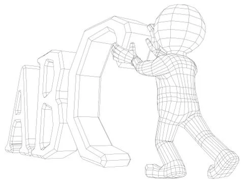 Puppet 3d man with ABC Stock Illustration