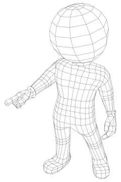 Puppet 3d man pointing at camera Illustrazione stock