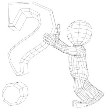 Puppet 3d man with question sign 스톡 일러스트