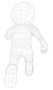 Puppet 3d man running Stock Illustration