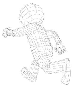 Puppet 3d man running Illustrazione stock
