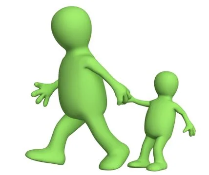 Puppet - adult, pulling for a hand of the small child Illustrazione stock