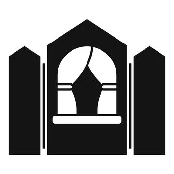 Puppet booth with curtains open showing empty stage icon Stock Illustration