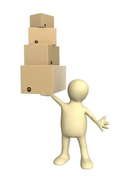Puppet with boxes Stock Illustration