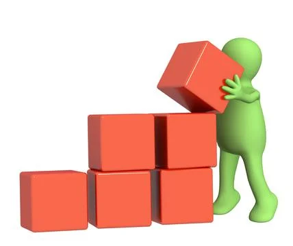 Puppet with boxes Illustrazione stock