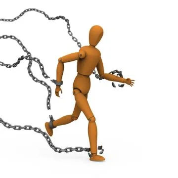 Puppet broke chains to freedom Stock Illustration