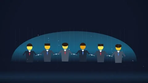 Puppet Businessmen on Stage: Corporate Control and Decision Making Stock Footage 346661596