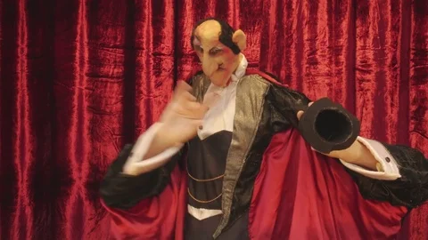 Puppet Circus Magician playing with Top Hat Video stock 72918111