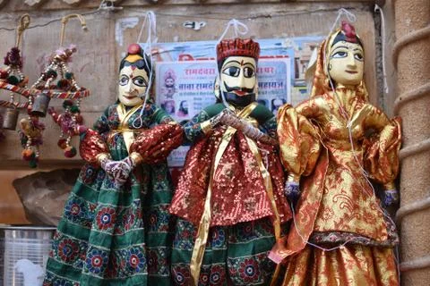 Puppet doll or Kathputli is a string puppet theatre, native to Rajasthan, Ind Stock Photos