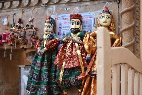 Puppet doll or Kathputli is a string puppet theatre, native to Rajasthan, Ind Stock Photos