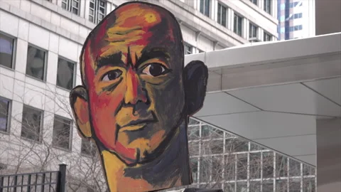 Puppet face of Jeff Bezos, Amazon CEO. Stock Footage 317615422