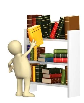 Puppet getting from a shelf the book Stock Illustration