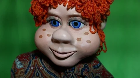 The puppet guy is a TV presenter with red hair. P1040021  스톡 동영상 73541092